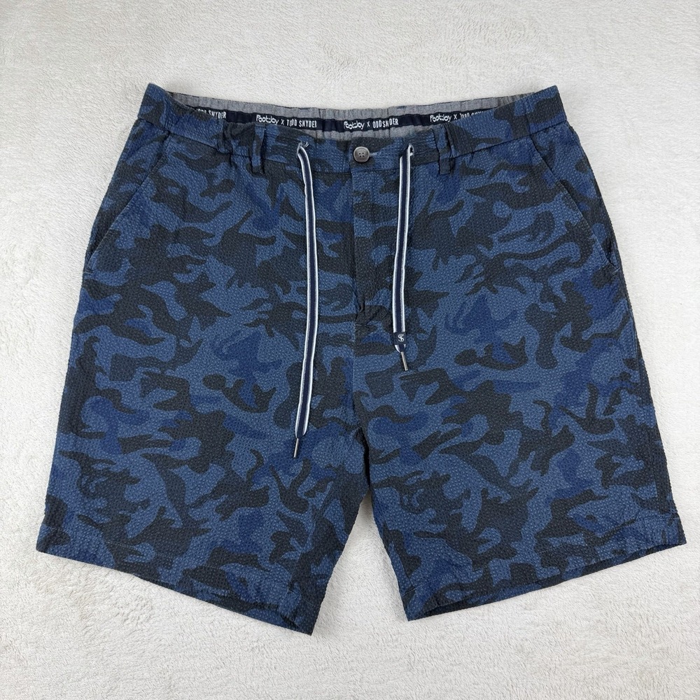 FootJoy x Todd Snyder Seersucker Golf Shorts Men's XL Stretch Designer Blue Camo